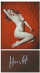 Hugh Hefner Signed Limited Edition Cibachrome of Marilyn Monroes Famous Red Velvet Pose -- Pristine, Near Fine Condition